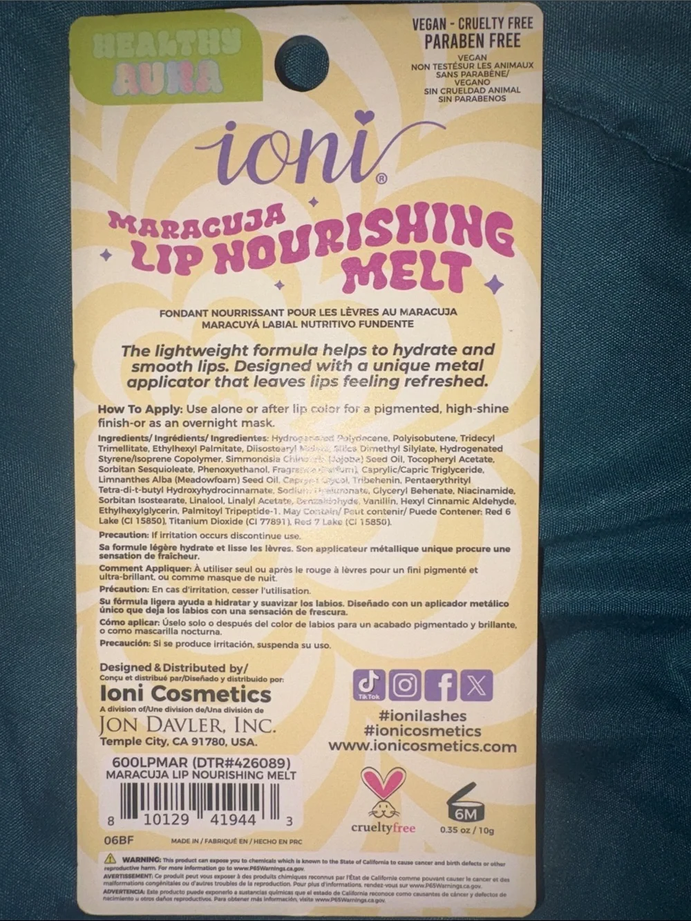 Ioni Lip Treatment Balm - Peptide - Lemon Twist & Maracuja - Sweet Candy
